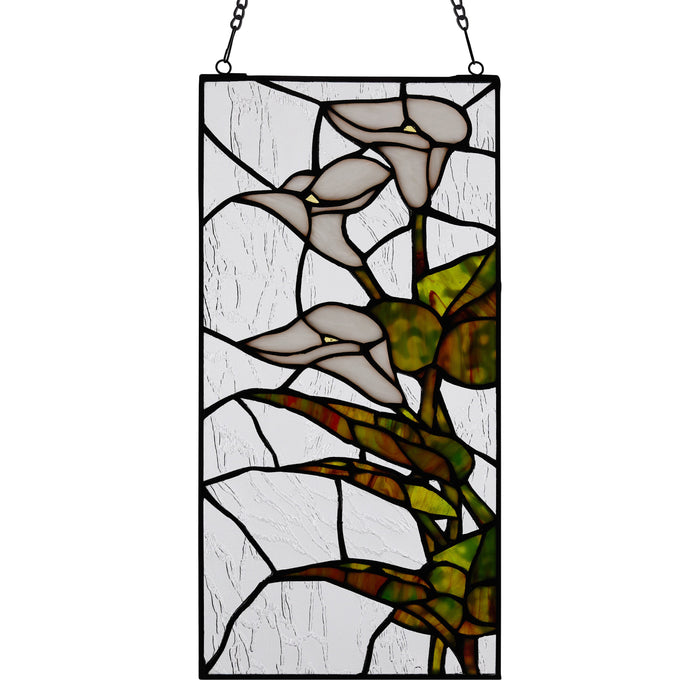 16" H Calla Lilies Design Stained Glass Window Panel - Back lit
