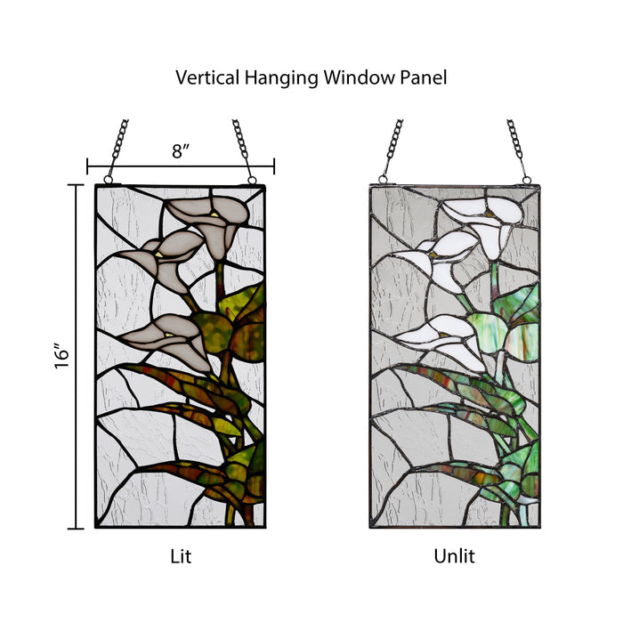 16" H Calla Lilies Design Stained Glass Window Panel