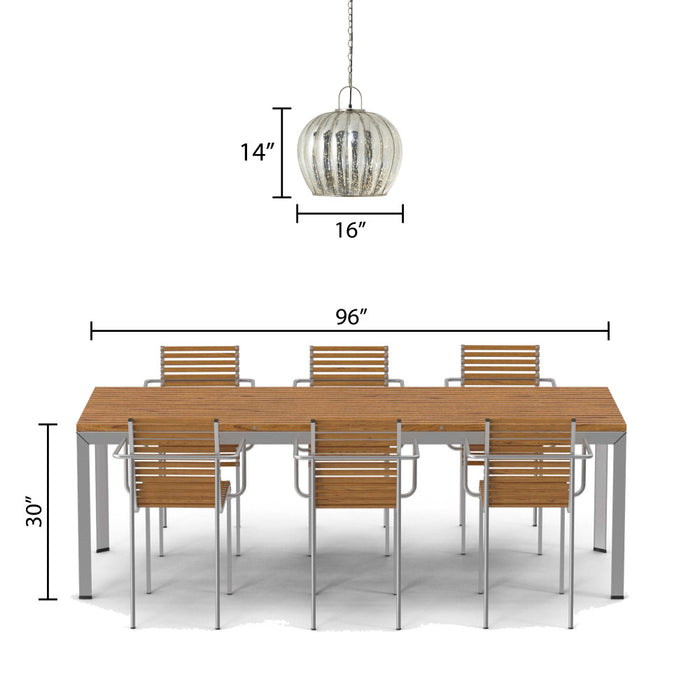 16 in. Nickel-Finish 1-Light Pendant with Silver Mercury Glass Shade