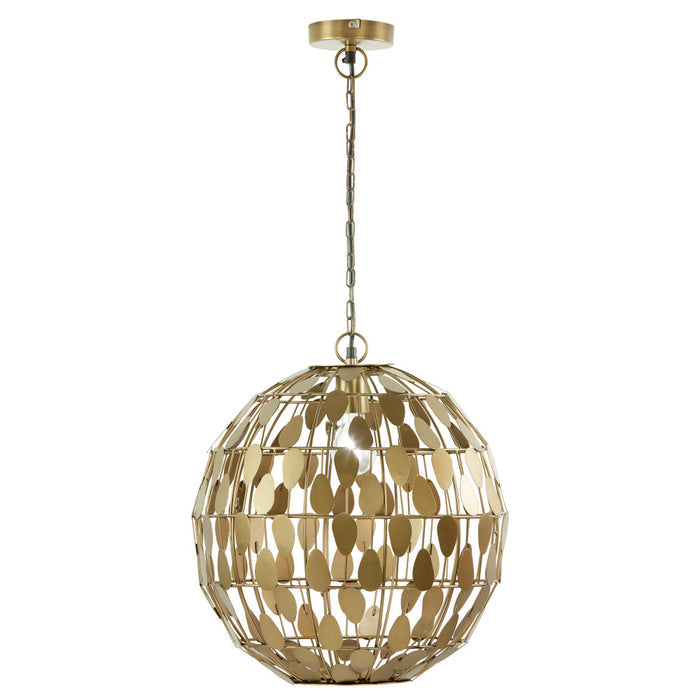 16" W Abby Glam Gold Globe Shade Pendant Light with Oval Metal Cutouts-On