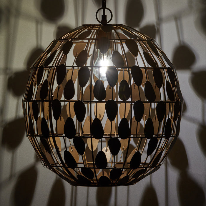 16" W Abby Glam Gold Globe Shade Pendant Light with Oval Metal Cutouts