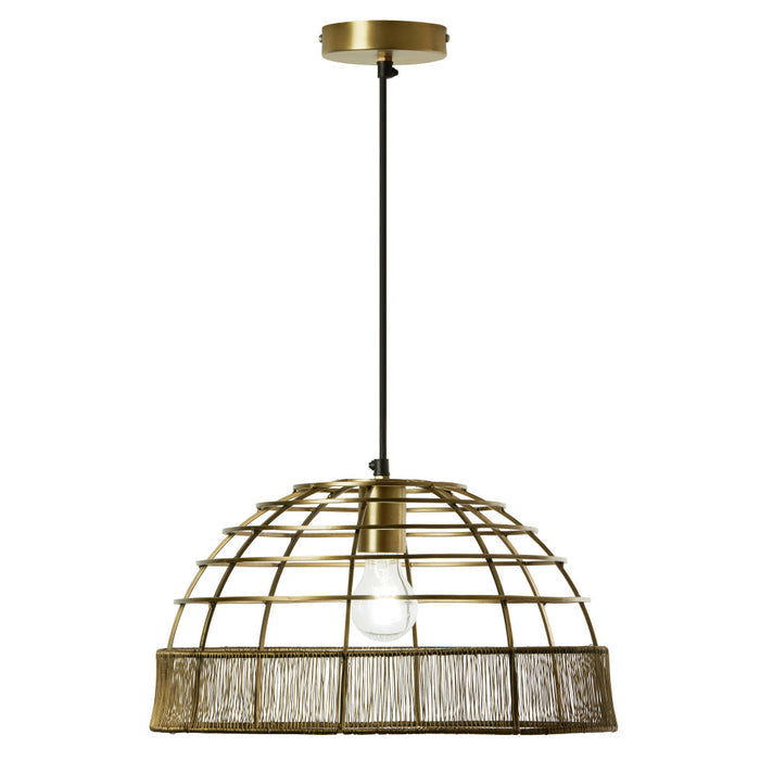 16" W Clara Industrial Gold Dome Shade Pendant-On
