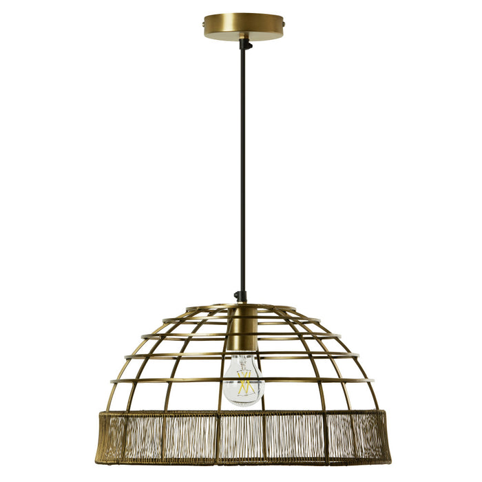 16" W Clara Industrial Gold Dome Shade Pendant-Off