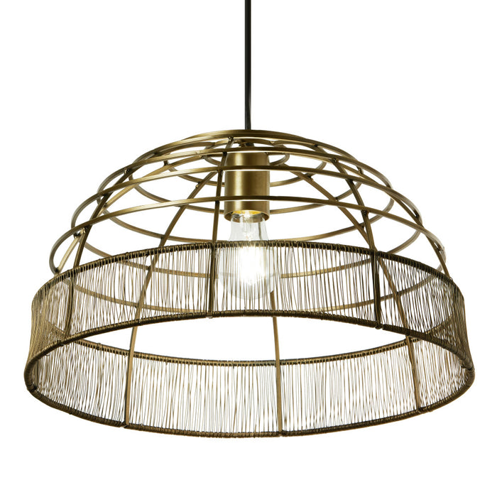 16" W Clara Industrial Gold Dome Shade Pendant. Shade closeup-On