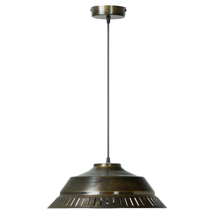 16" W Delano Antique Bronze Metal Pendant Light-Off
