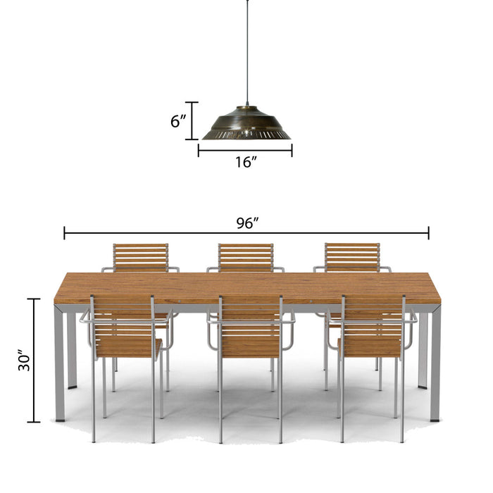 16" W Delano Antique Bronze Metal Pendant Light