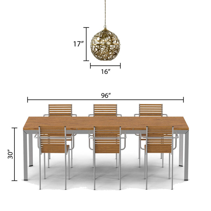 16" W Jillian Industrial Abstract Brass Metal Globe Shade Pendant Light