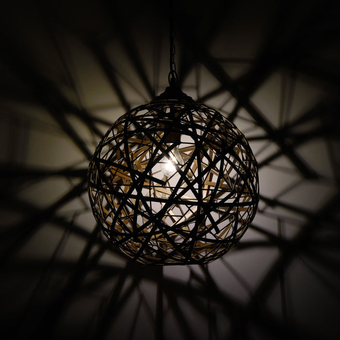 16" W Jillian Industrial Abstract Gold Metal Globe Shade Pendant Light