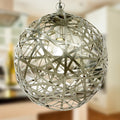 16" W Jillian Industrial Abstract Nickel Metal Globe Shade Pendant Light in a blurred indoor setting
