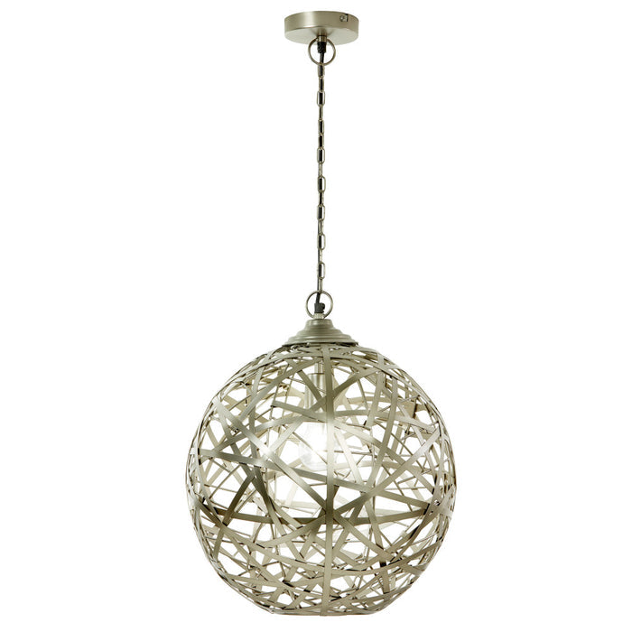 16" W Jillian Industrial Abstract Nickel Metal Globe Shade Pendant Light-On