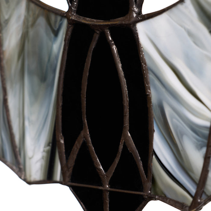 16" W Tiffany-Style Halloween Black Bat Stained Glass Window Panel