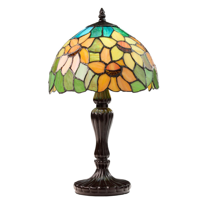16.5" H Sunflowers Stained Glass Candlestick Table Lamp-On