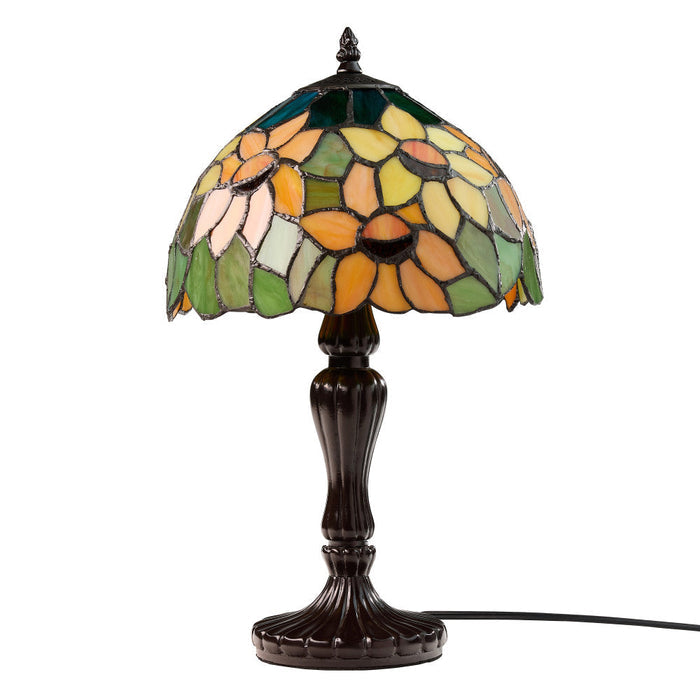 16.5" H Sunflowers Stained Glass Candlestick Table Lamp-Off