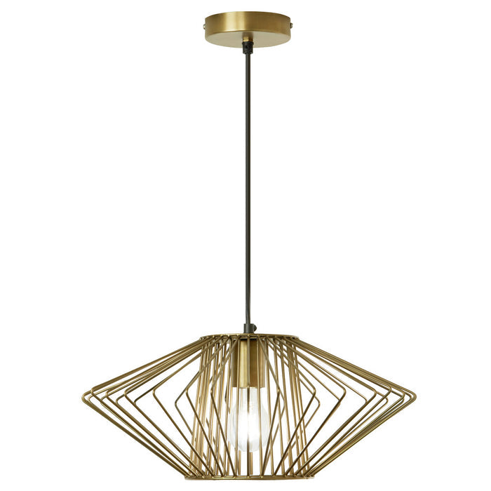 16.5" W Lucy Industrial Gold Open Caged Shade Pendant Light-On