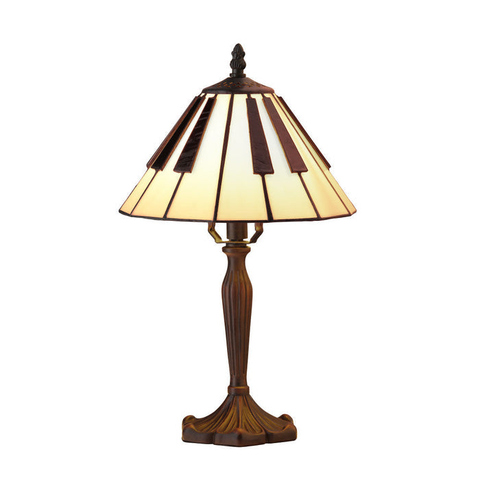 16"H Black and White Stained Glass Piano Keys Table Lamp-On