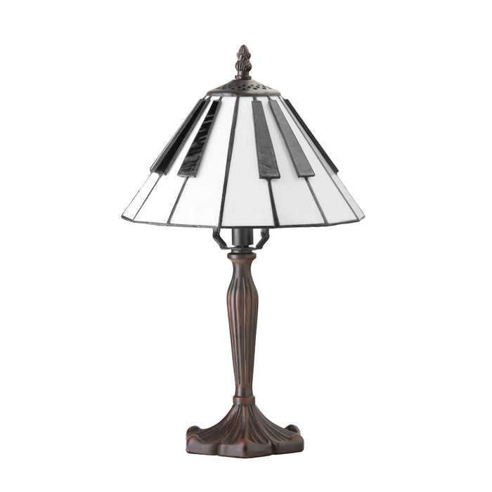 16"H Black and White Stained Glass Piano Keys Table Lamp-Off