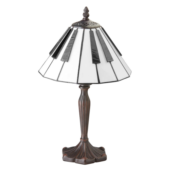16"H Black and White Stained Glass Piano Keys Table Lamp-Off