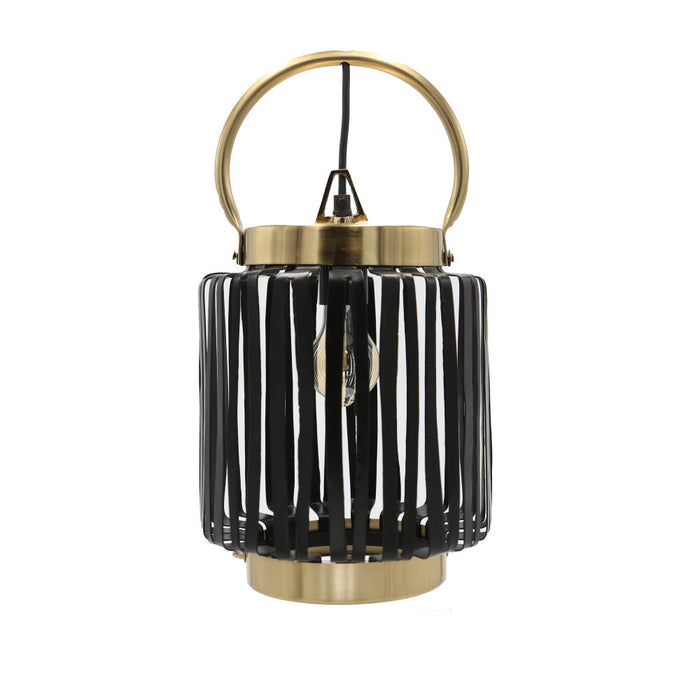 16"H Ford Lantern 1-Light Metal Pendant. Shade closeup-Off