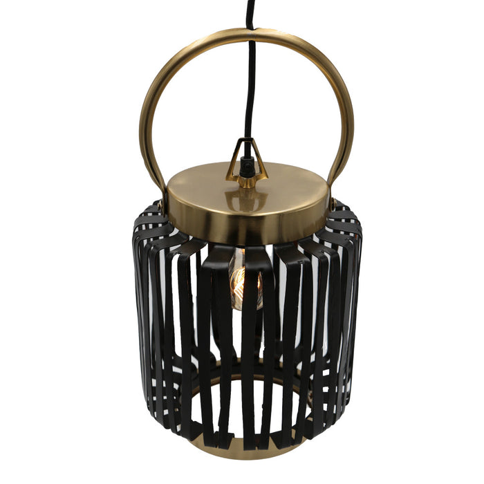 16"H Ford Lantern 1-Light Metal Pendant. Shade closeup-On