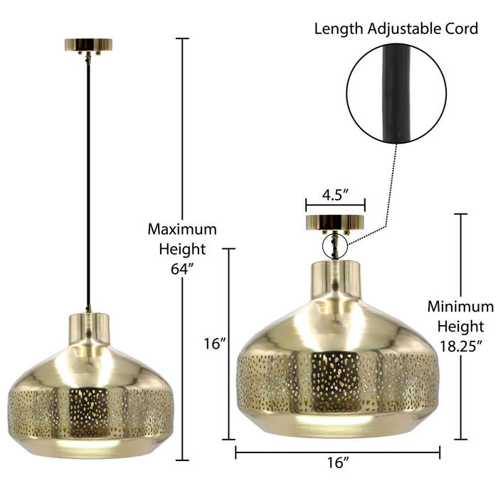16"H Sorrento Teardrop 1-Light Metal Pendant