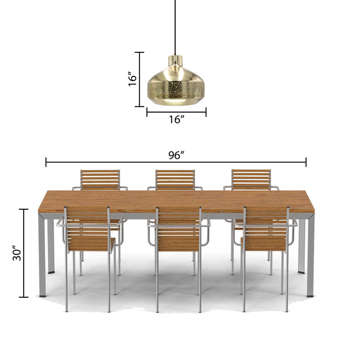 16"H Sorrento Teardrop 1-Light Metal Pendant