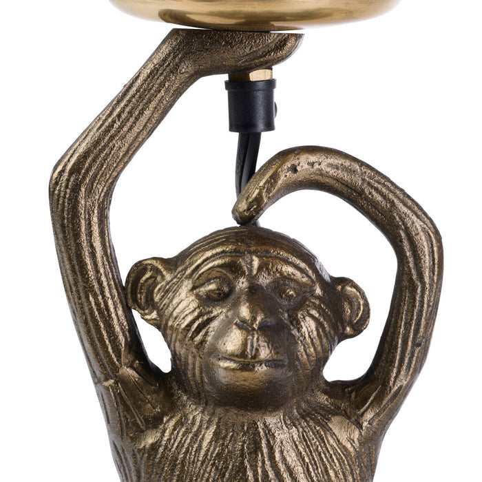17" H Gold Finish Monkey Table Lamp with Glass Globe Shade