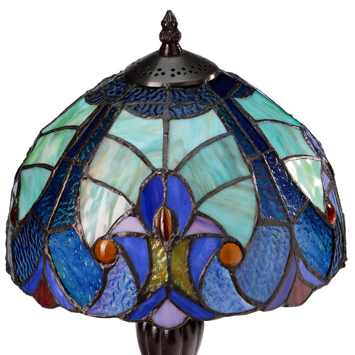17" H Halston Candlestick Base Dome Shade Table Lamp. Shade closeup-Off
