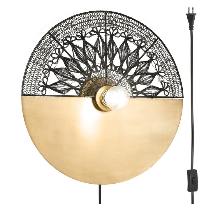 17.5" H Gold/Black Modern Indoor Plug In Wall Sconce -On