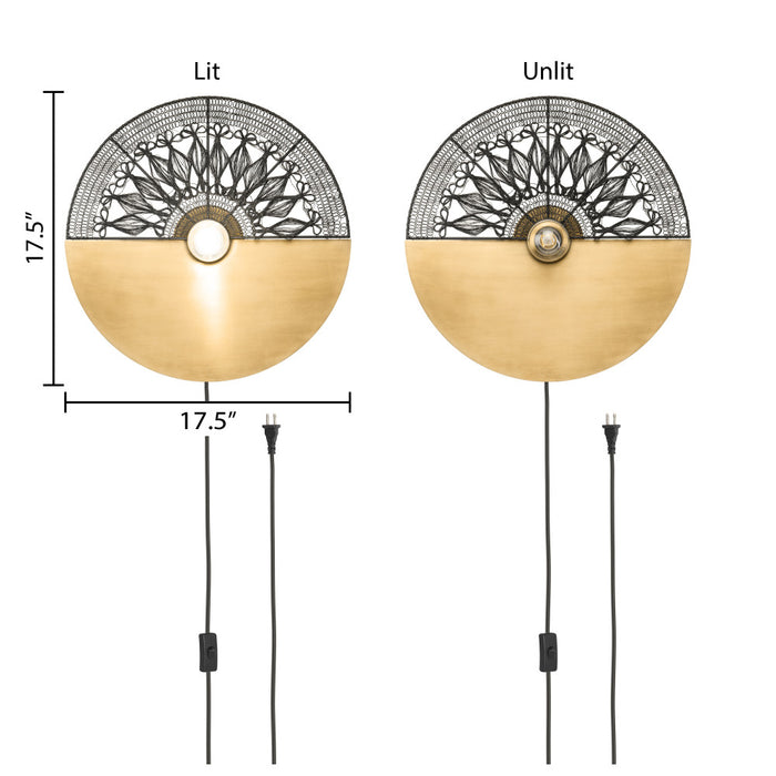 17.5" H Gold/Black Modern Indoor Plug In Wall Sconce