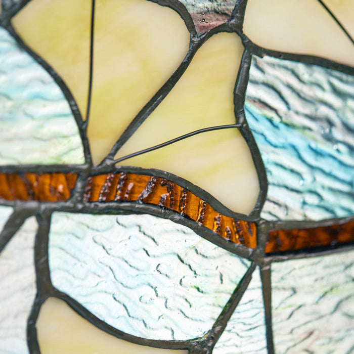 17.5"H Ginkgo Leaf Stained Glass Window Panel