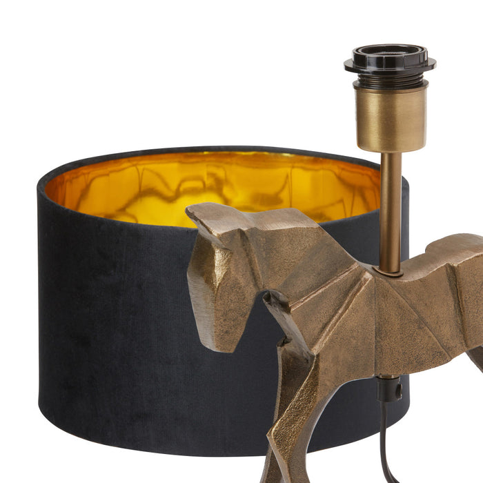 17.75 H Gold Origami Horse Base Table Lamp with Black Drum Shade