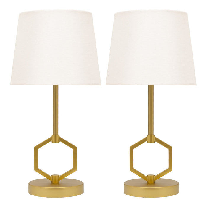 17.75"H Marler Gold & White Twin Table Lamps-On