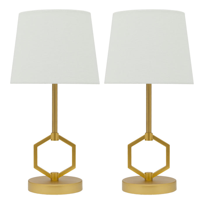 17.75"H Marler Gold & White Twin Table Lamps-Off