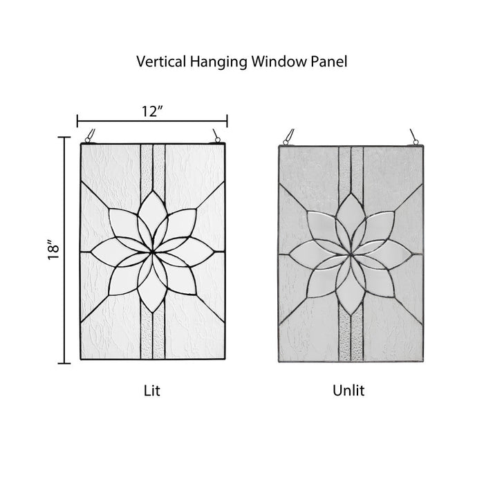 18" H Clear Floral Glass Window Panel