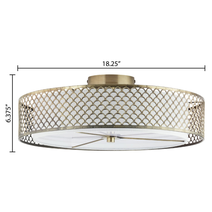 18.25" Leyla Glam Brushed Gold Semi-Flush Mount Ceiling Light Fixture