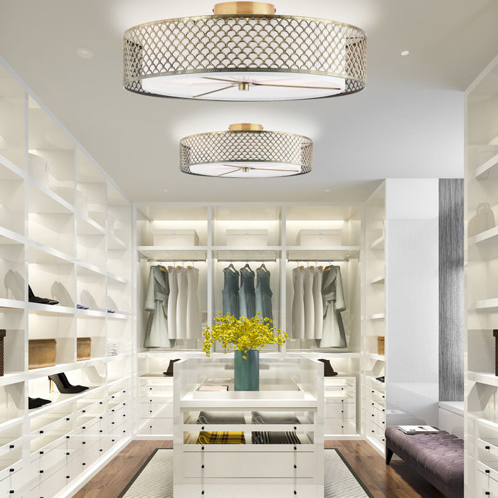 18.25" Leyla Glam Brushed Gold Semi-Flush Mount Ceiling Light Fixture