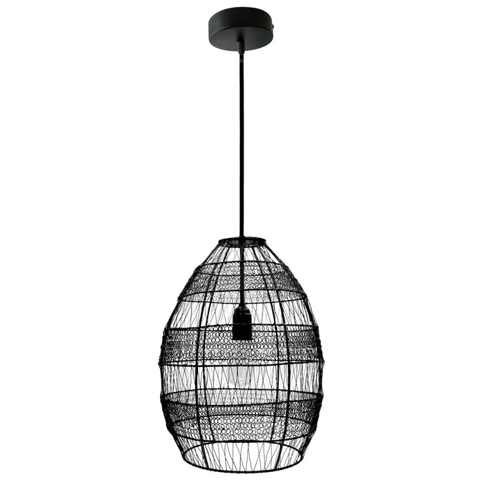 18.5"H Woven Modern Cage Oversized 1-Light Pendant-Off