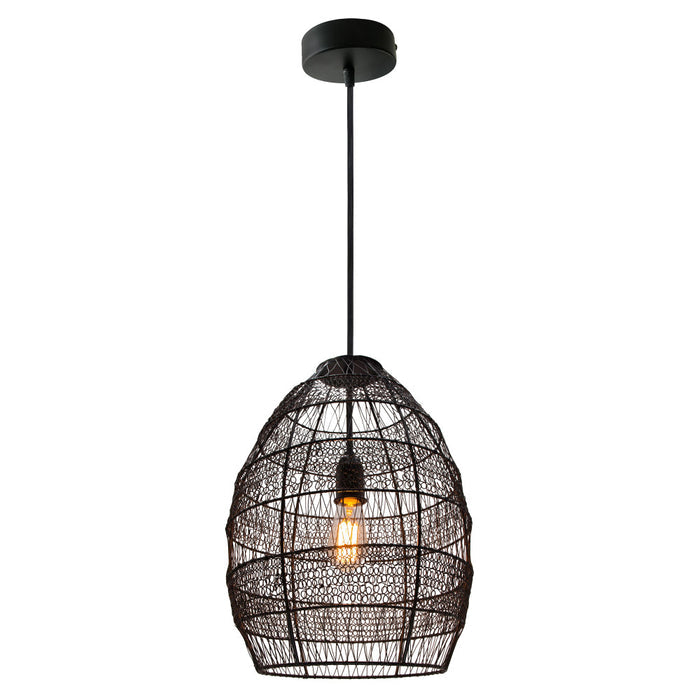 18.5"H Woven Modern Cage Oversized 1-Light Pendant-On