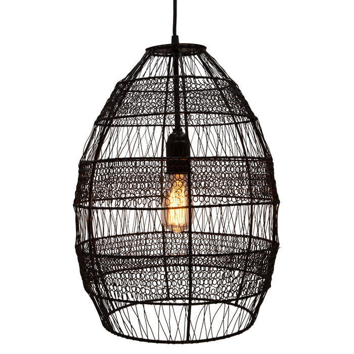 18.5"H Woven Modern Cage Oversized 1-Light Pendant-On