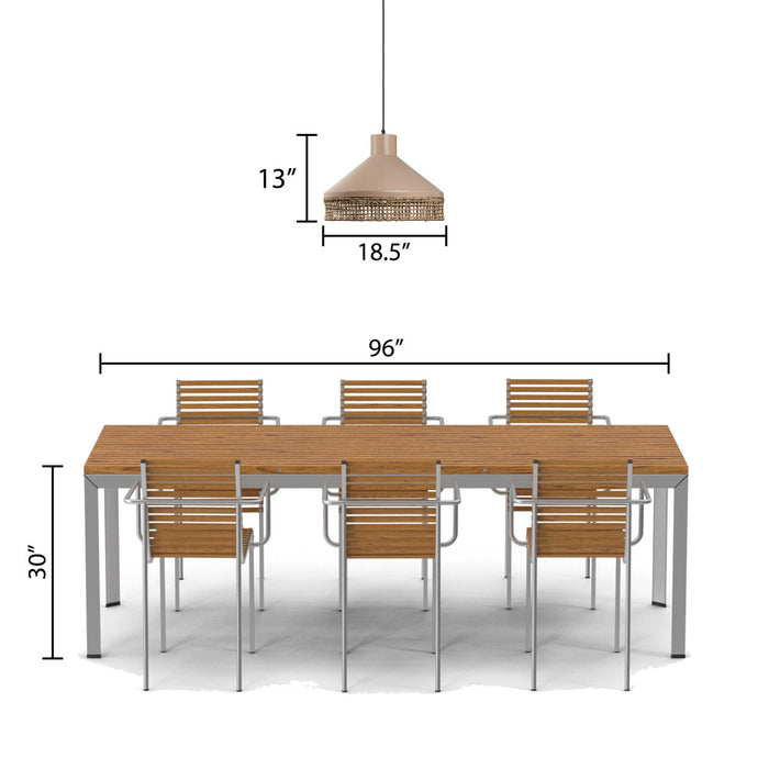 18.5"W 1-Light Jessica Metal and Cane Transitional Pendant