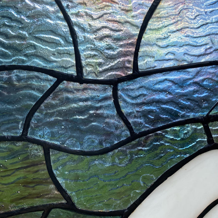 18"H Majestic Crane Stained Glass Window Panel