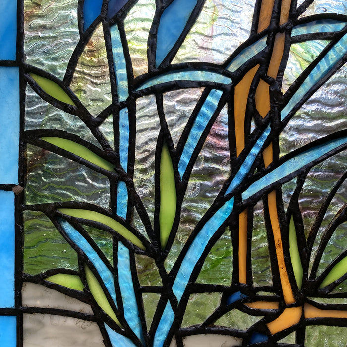 18"H Majestic Crane Stained Glass Window Panel