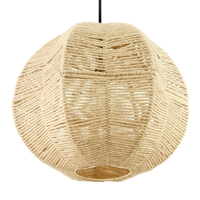 19" W Estelle Bohemian Ivory Jute Globe Shade Pendant-Off