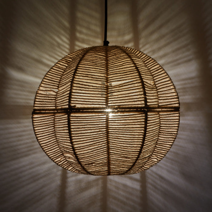 19" W Estelle Bohemian Ivory Jute Globe Shade Pendant