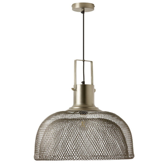 19" W Kayla Industrial Silver Dome Shade Pendant-Off