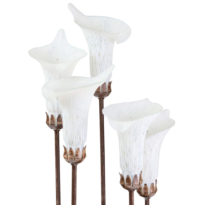 19.5" H Calla Lily Bronze Base with White Glass Bell Shades Candlestick Table Lamp-Off