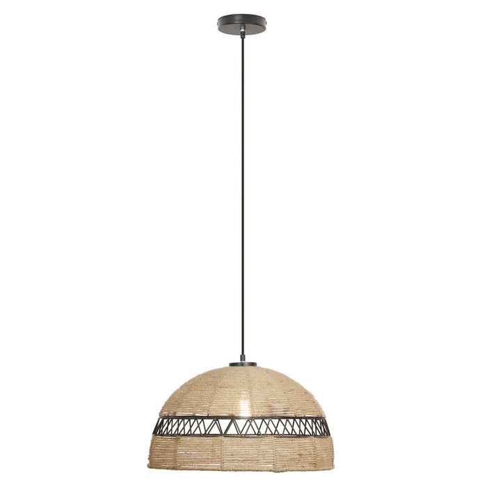19.5" W 1-Light Arie Metal and Jute Pendant-On