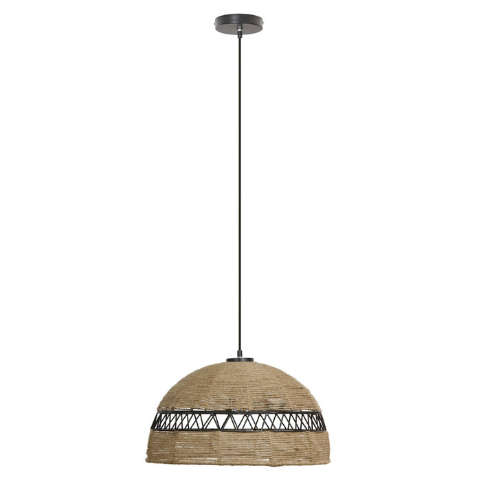 19.5" W 1-Light Arie Metal and Jute Pendant-Off
