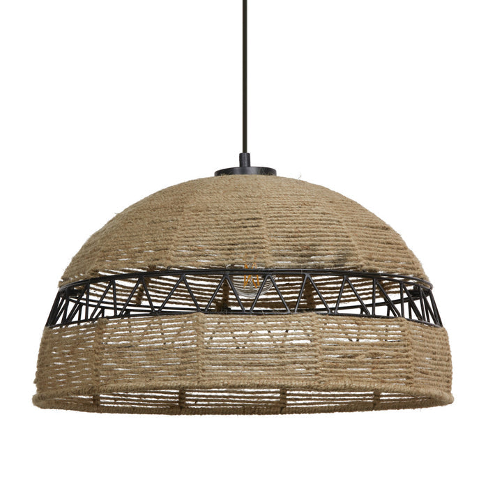 19.5" W 1-Light Arie Metal and Jute Pendant-Off