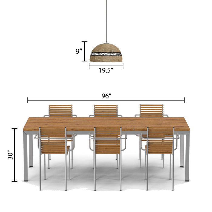 19.5" W 1-Light Arie Metal and Jute Pendant